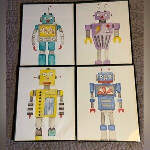 Colorful Robot Art Prints Set of 4